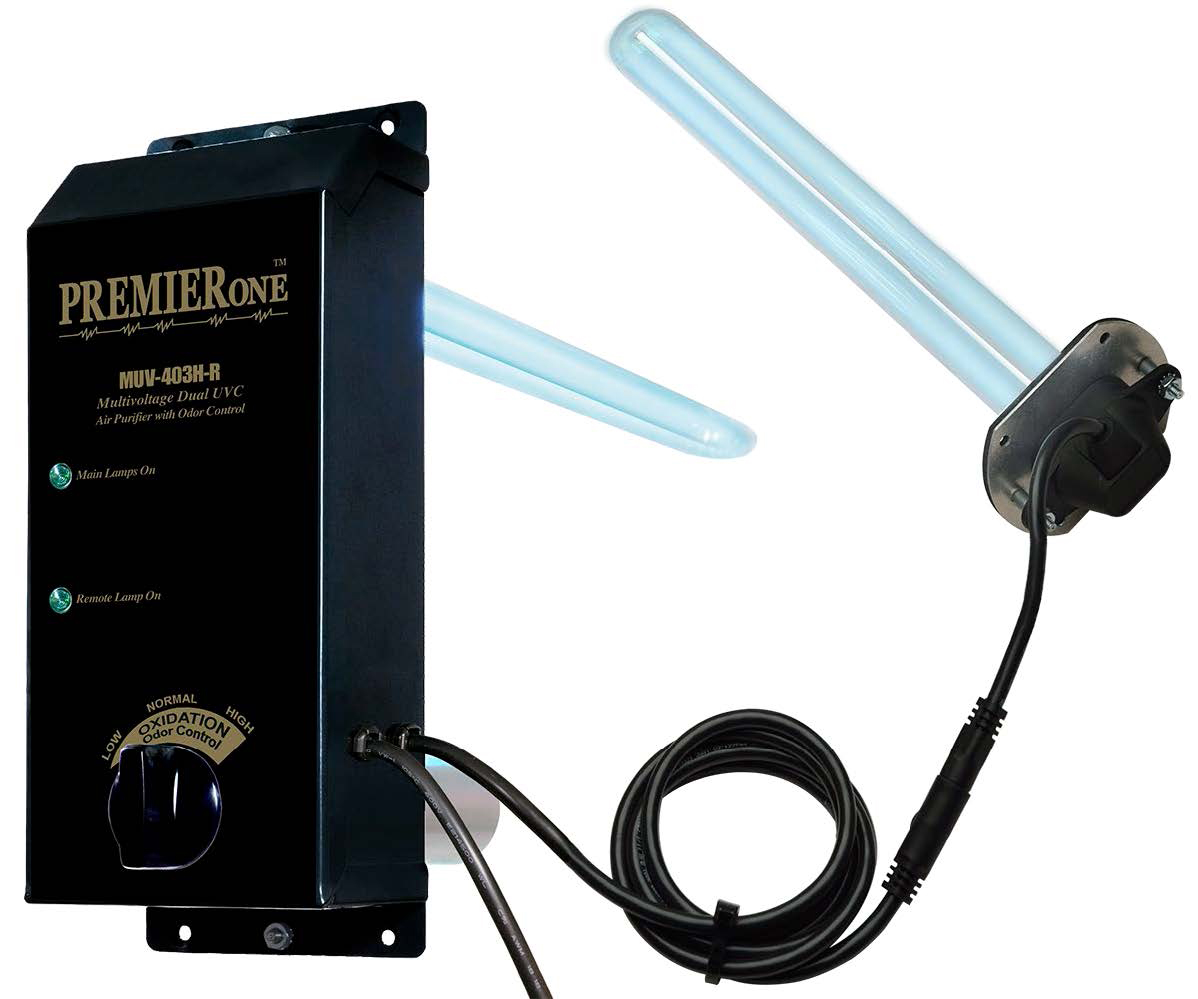 UV air purification light installed in ductwork